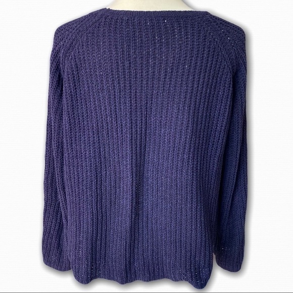 BB Dakota Navy Blue Lowman Rib Knit Lightweight Crewneck Sweater Size Small - Picture 6 of 9